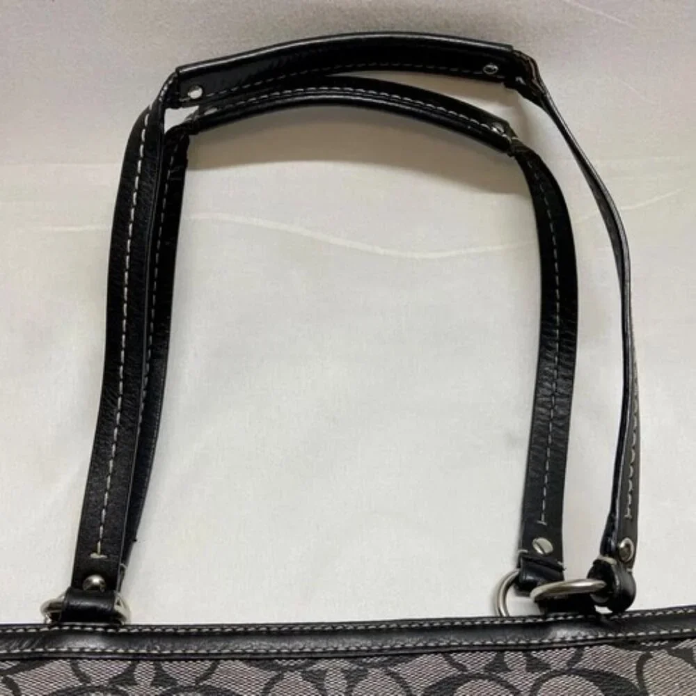 Coach Chelsea Heritage Tote F14475 Large Black‎ Signature Stripe Baby Bag Purse